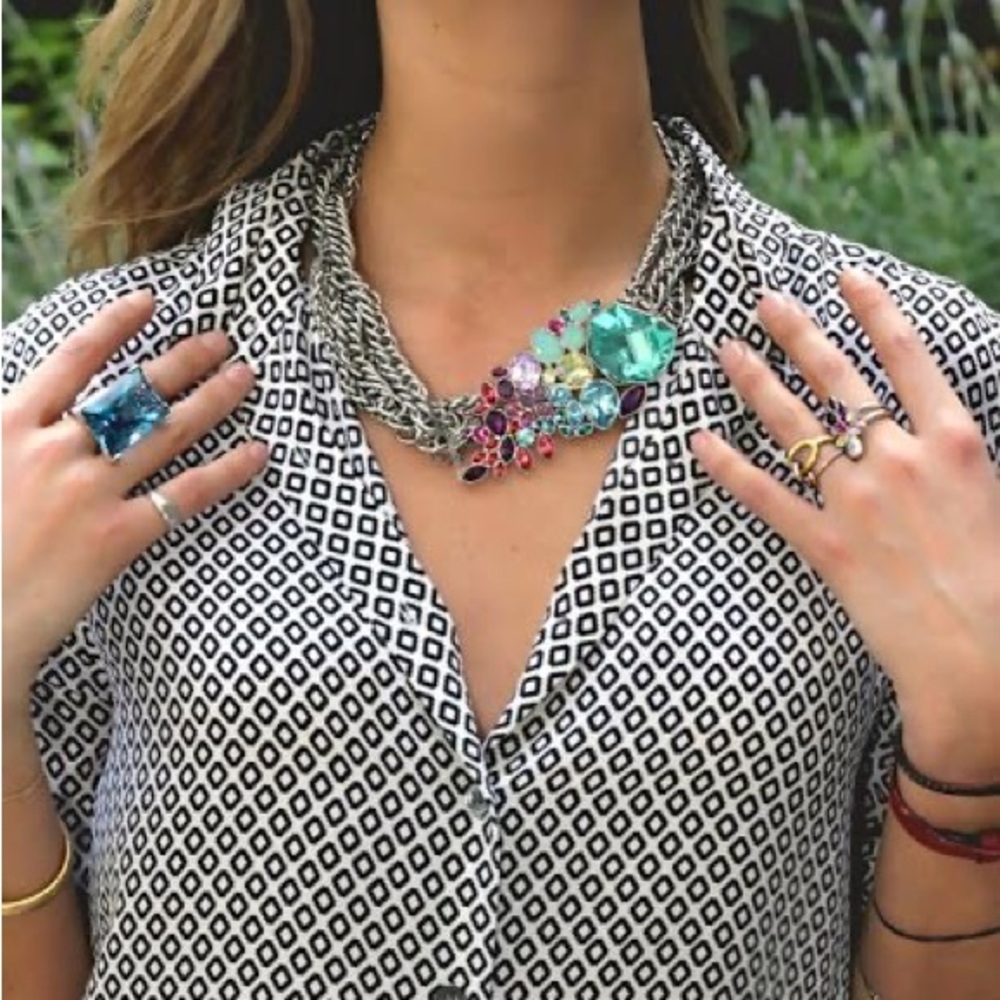 Authentic Swarovski beautiful Multi Color Tropical Collar Necklace NIB. - Picture 4 of 15